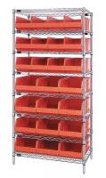 24K258 Bin Shelving, Wire, 36X21, 24 Bins, Orange