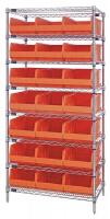 24K259 Bin Shelving, Wire, 36X21, 21 Bins, Orange