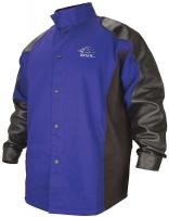 24K512 Welding Jacket, FR, Cotton/Leather, Blue, 4X