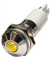 24M076 Round Indicator Light, Yellow, 12VDC