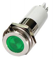 24M129 Flat Indicator Light, Green, 12VDC