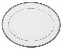 24T566 Oval Platter, White/Silver, PK 12