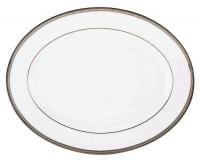 24T567 Oval Platter, White/Silver, PK 12