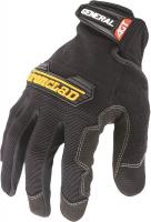 24U136 Mechanics Gloves, Construction, L, Black, PR