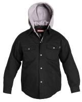 24Z250 Hooded Duck Shirt Jacket, Blk, 100% Ctn, M