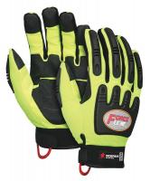 25D630 Leather Palm Gloves, Hi Vis, TPR Pad, XL, Pr