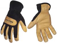 25K930 Mechanics Gloves, Leather, Blk/Tan, L, PR