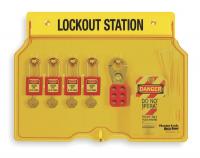 2CJK4 Lockout Station, Filled, 4 Padlocks, Ylw