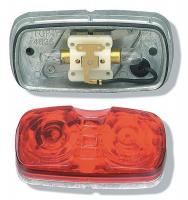 2CVV2 Lamp, Square Corner, 2 Bulb, Die Cast, Red