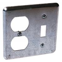 2DDD5 Box Cover, 4 In, 1 Toggle &amp; 2 Receptacles