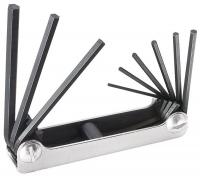 2DGN9 Hex Key Set, 5/64-1/4 In, Fold-Up, Straight