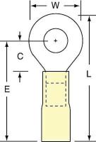 2DPV5 Ring Terminal, Yellow, Brazed, 12-10, PK250
