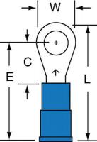 2DRA7 Ring Terminal, Blue, Brazed16-14, PK1000