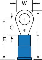 2DRC1 Ring Terminal, Blue, Brazed16-14, PK1000
