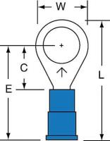 2DRE1 Ring Terminal, Blue, Brazed16-14, PK1000