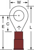 2DRH4 Ring Terminal, Red, Brazed, 22 to 18, PK1000