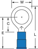 2DRT7 Ring Terminal, Blue, Brazed16-14, PK1000