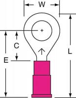 2DTU7 Ring Terminal, Red, Butted, 22 to 18, PK1000