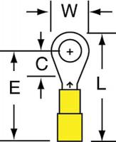 2DTV2 Ring Terminal, Yellow, Brazed, 26-24, PK1000