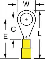 2DTW1 Ring Terminal, Yellow, Brazed, 26-24, PK1000