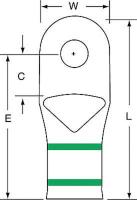 2DTZ3 Ring Terminal, Green, Brazed, 1 AWG, PK100
