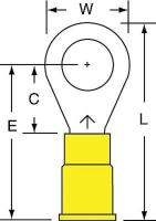 2JLW9 Ring Terminal, Yellow, Brazed, 12-10, PK500