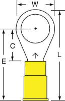 2JLN9 Ring Terminal, Yellow, Brazed, 12-10, PK500