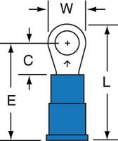 2DUR2 Ring Terminal, Blue, Butted16-14, PK1000