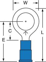 2JLJ8 Ring Terminal, Blue, Brazed16-14, PK1000