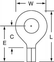 2JJL6 Ring Terminal, Bare, Butted16-14, PK1000