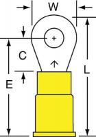 2JMA5 Ring Terminal, Yellow, Brazed, 12-10, PK500
