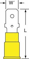 2JMD7 Male Disconnect, Yellow, 12 to 10AWG, PK500