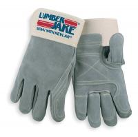 2ELG6 Leather Gloves, Safety Cuff, L, Gray, PR