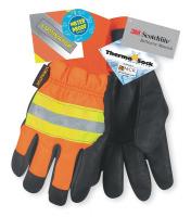 2ELH4 Leather Drivers Gloves, HiVis Orange, L, PR