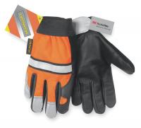 2ELH8 Leather Gloves, L, Hi Vis Orange, PR