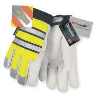 2ELL3 Leather Gloves, M, Hi Vis Yellow, PR