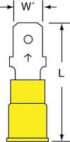 2FYF9 Male Disconnect, Yellow, 12 to 10AWG, PK500