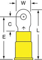 2FYG4 Ring Terminal, Yellow, Brazed, 12-10, PK500