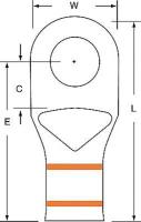 2FYK3 Ring Terminal, Orange, Brazed, 3 AWG, PK60