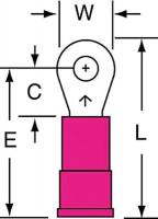 2JLD1 Ring Terminal, Red, Brazed, 22 to 18, PK1000