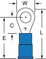 2GAJ1 Ring Terminal, Blue, Butted16-14, PK1000