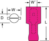 2DRZ6 Male Disconnect, Red, 22 to 18 AWG, PK1000
