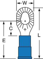 2DTC2 Ring Terminal, Blue, Brazed16-14, PK1000