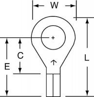 2GAX4 Ring Terminal, Bare, Butted16-14, PK1000