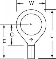 2GAX7 Ring Terminal, Bare, Butted22-18, PK1000