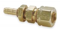 2GUK1 Bulkhead Union, 3/8 In Tube Size, Brass