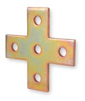 2HAF8 Connecting Plate, Cross, 5 Holes, Gold