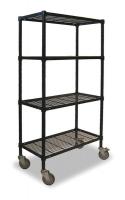 2HDK7 Wire Cart, 4 Shelf, 72x24x70, Black