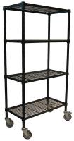 2HDK3 Wire Cart, 4 Shelf, 72x18x70, Black