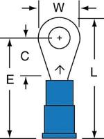 2JHZ8 Ring Terminal, Blue, Butted, 16-14, PK1000